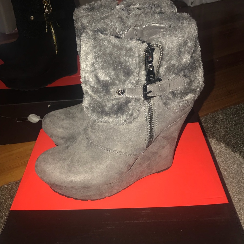 Guess Wedge Boot In Gray. Euc. Only Worn Once. - image 1